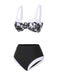 [Vorverkauf] Schwarz 1940er Hepburn Silhouette Blumen Bikini Set