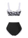 [Vorverkauf] Schwarz 1940er Hepburn Silhouette Blumen Bikini Set