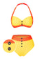[Vorverkauf] Gelb & Orange 1960er Farbblock Halter Bikini Set