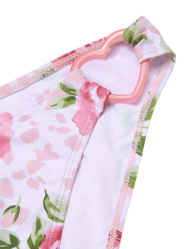 [Vorverkauf] Rosa 1960er Schnürung Halter Rose Bikini Set