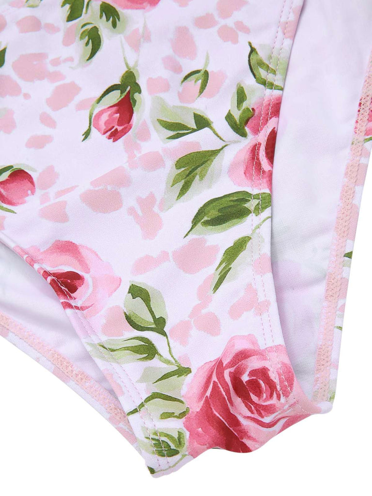 [Vorverkauf] Rosa 1960er Schnürung Halter Rose Bikini Set