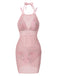 [Vorverkauf] 2PCS Rosa 1940er Rose Bikini Set & Gestrickt Cover Up