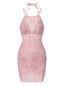 [Vorverkauf] 2PCS Rosa 1940er Rose Bikini Set & Gestrickt Cover Up