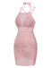 [Vorverkauf] 2PCS Rosa 1940er Rose Bikini Set & Gestrickt Cover Up