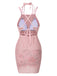 [Vorverkauf] 2PCS Rosa 1940er Rose Bikini Set & Gestrickt Cover Up