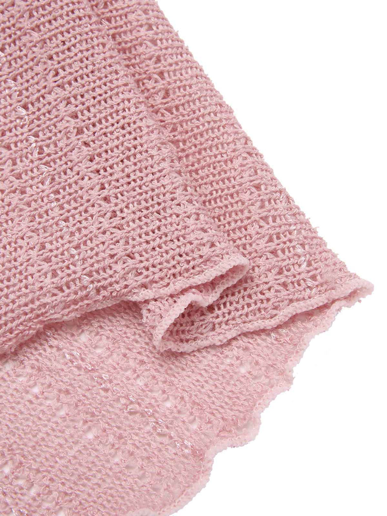 [Vorverkauf] Rosa 1960er Gestrickt Netz Cover-Up
