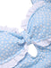 Blue 1940er Kleine Blumen Rüschen Badeanzug