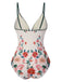 1950er Blumen Drucken Spaghetti Träger Badeanzug