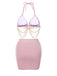 Rosa 1970er Shimmery Schimmernder Kettenkristall Bikini & Cover-Up