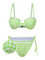 [Vorverkauf] 1960er Spaghetti Träger Schnürung Gingham Plaid Bikini Set