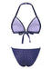 [Vorverkauf] Blau 1950er Polka Dots Spitze Halter Bikini Set