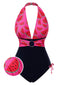 [Vorverkauf] Rosa 1960er Wassermelone Tief-V Halter Badeanzug