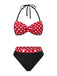 [Vorverkauf] Rot 1950er Polka Dots Bogen Bikini Set & Cover-Up