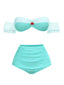 [Vorverkauf] Hellgrün 1970er Belle Princess Stil Rose Puff Bikini Set