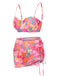 1960er Spaghetti Träger Blumen Shell Bikini Set & Cover-up
