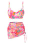 1960er Spaghetti Träger Blumen Shell Bikini Set & Cover-up