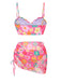 1960er Spaghetti Träger Blumen Shell Bikini Set & Cover-up