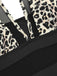 1950er Leopard Tief V-Ausschnitt Patchwork Badeanzug