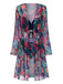 2PCS Blau 1960er Blumen Pflanze Drucken Bikini Set & Cover-Up