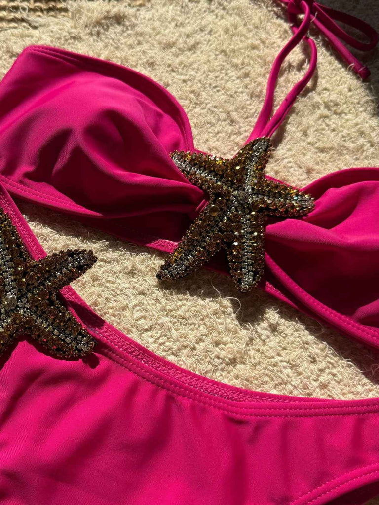 1960er Seestern Schnürung Halter Bikini Set