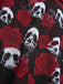 Schwarz & Rot 1980er Gothic Schädel Rose Halfter Rock Bademode