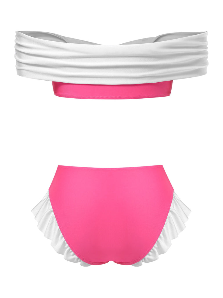 Pfirsichrosa 1970er Schmuck Prinzessin Bikini Set