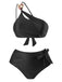 1950er Solide Eine Schulter Strukturiert Stoff Perlenstickerei Bikini Set