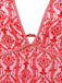 Rot 1970er Tief V-Ausschnitt Halter Barock Bademode