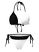 [Vorverkauf] Schwarz & Weiß 1940er Pailletten Patchwork Bikini Set