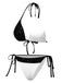 [Vorverkauf] Schwarz & Weiß 1940er Pailletten Patchwork Bikini Set