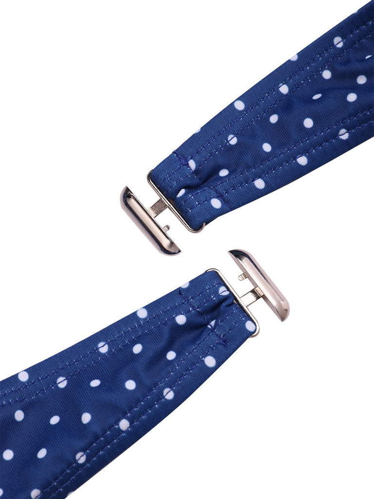 [Vorverkauf] Blue 1950er Rüschen Halter Polka Dots Bademode