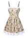 1950er Spaghetti Träger Gänseblümchen Bindung Badekleid