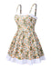 1950er Spaghetti Träger Gänseblümchen Bindung Badekleid