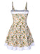 1950er Spaghetti Träger Gänseblümchen Bindung Badekleid