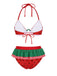 Rot 1950er Wassermelone Rüschen Bikini Set