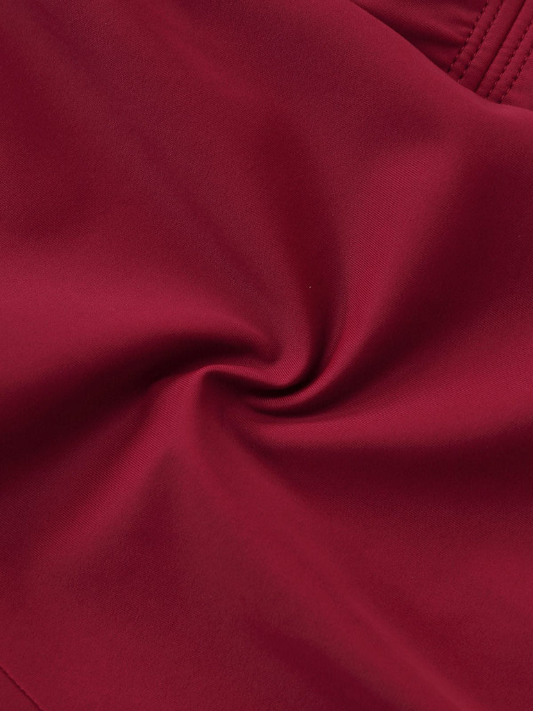 1940er Gerafft Tiefer V-Ausschnitt Halter Einteiliger Badeanzug