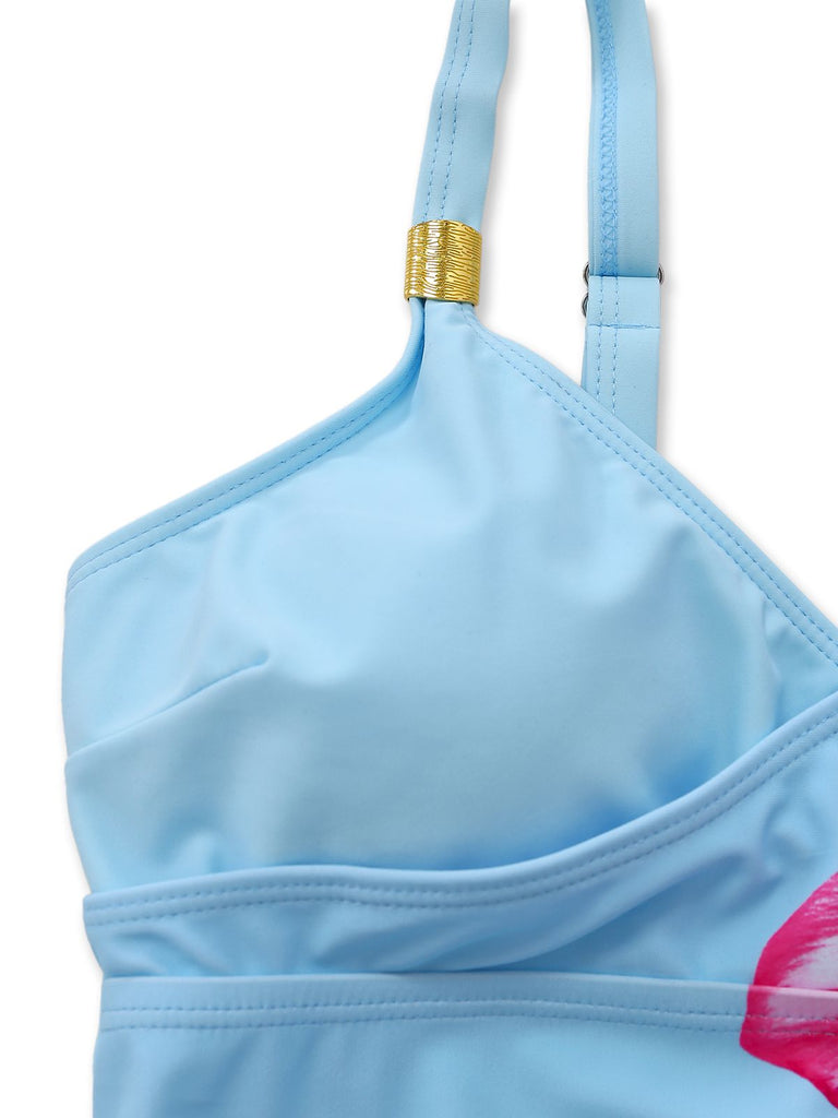 1950er Blumen Schnürung Tankini Set