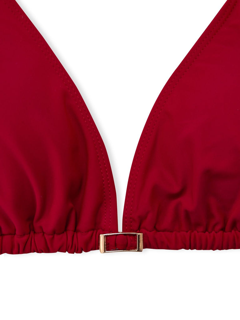 1950er Tief V-Ausschnitt Häkel Netz Halter Bademode