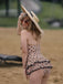 Braun 1940er Halter Polka Dots Schleife Einteiliger Badeanzug