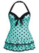 [Vorverkauf] [Übergröße] Hellgrün 1940er Polka Dots Hater Badeanzug