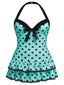 [Vorverkauf] [Übergröße] Hellgrün 1940er Polka Dots Hater Badeanzug