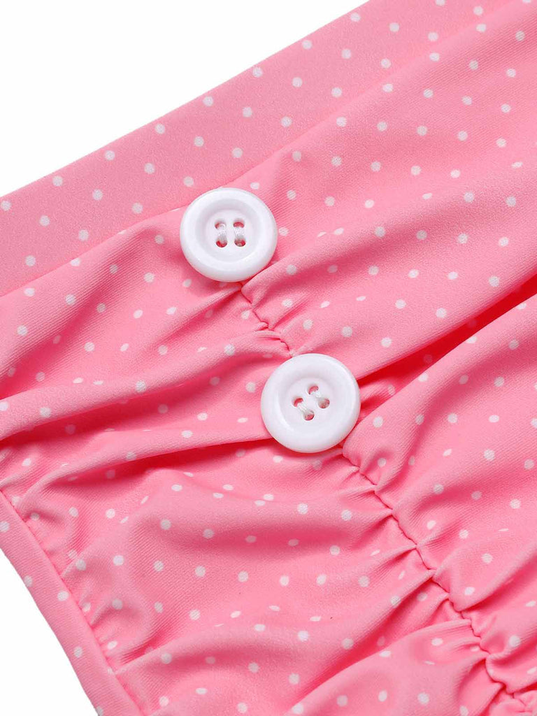 Rosa 1940er Blumen Cross Halter Badeanzug