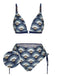 [Vorverkauf] Blau 1930er Alter Fan Schnürung Bikini Set