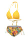 1960er Tropisch Halter Bikini Set & Cover-Up