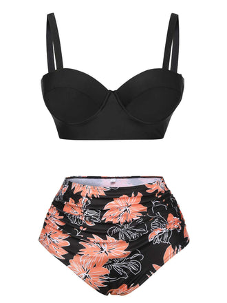 1960er Blumen Spaghetti Träger Badeanzug