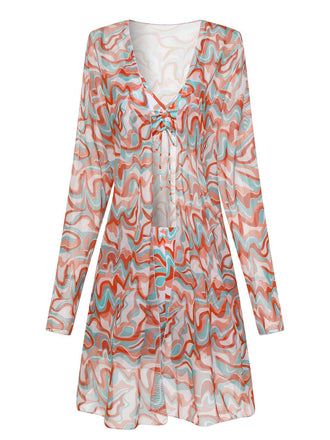 1950er Marmordruck Gurt Kordelzug Badeanzug