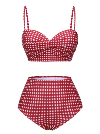 1950er Gingham Plaid Schlinge Badeanzug