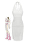 [Vorverkauf] Weiß 1960er Gestricktes Halter Kleid Cover-Up
