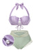 Lavendel 1970er Meerjungfrau Hülse Halter Bikini Set