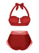 Gelb 1970er Meerjungfrau Hülse Halter Bikini Set